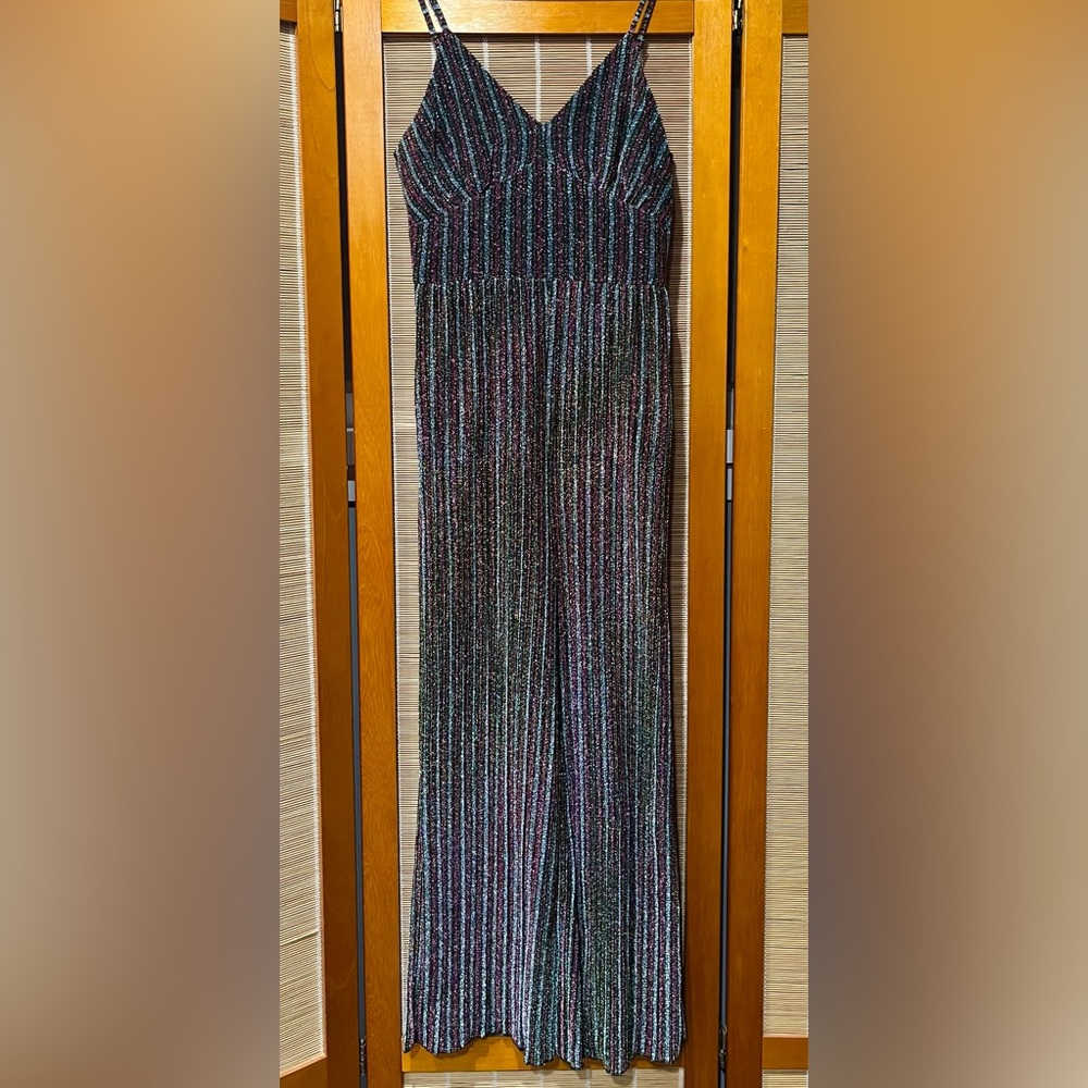 by the way. Rainbow sparkle jumpsuit, size XS